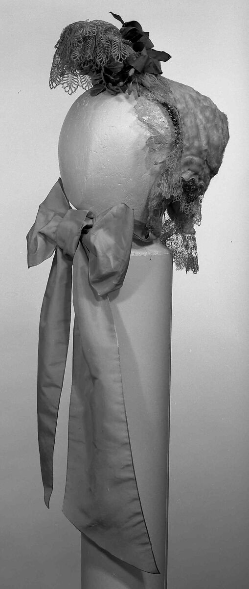 Bonnet, Silk, linen , American
