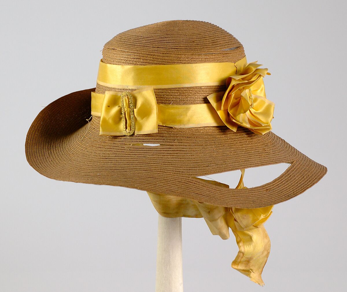 Hat, Straw, silk, metal, American 