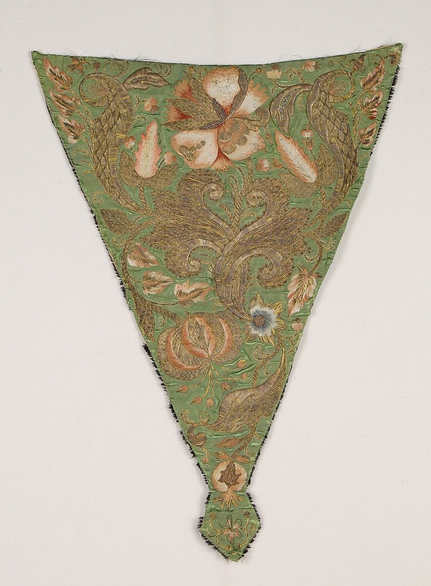 Stomacher, Silk, metallic, possibly British 