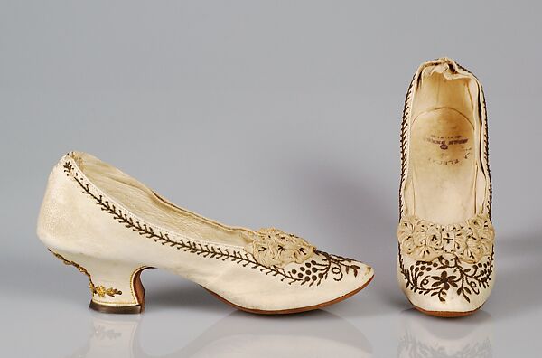 Evening slippers, Juan Serra, Leather, metallic, silk, cotton, Spanish 