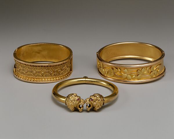Bracelet, Probably Charles F. Mason, Gold and red glass, American 