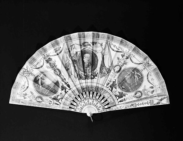 Fan, Bone, paper, mother-of-pearl, metal, French