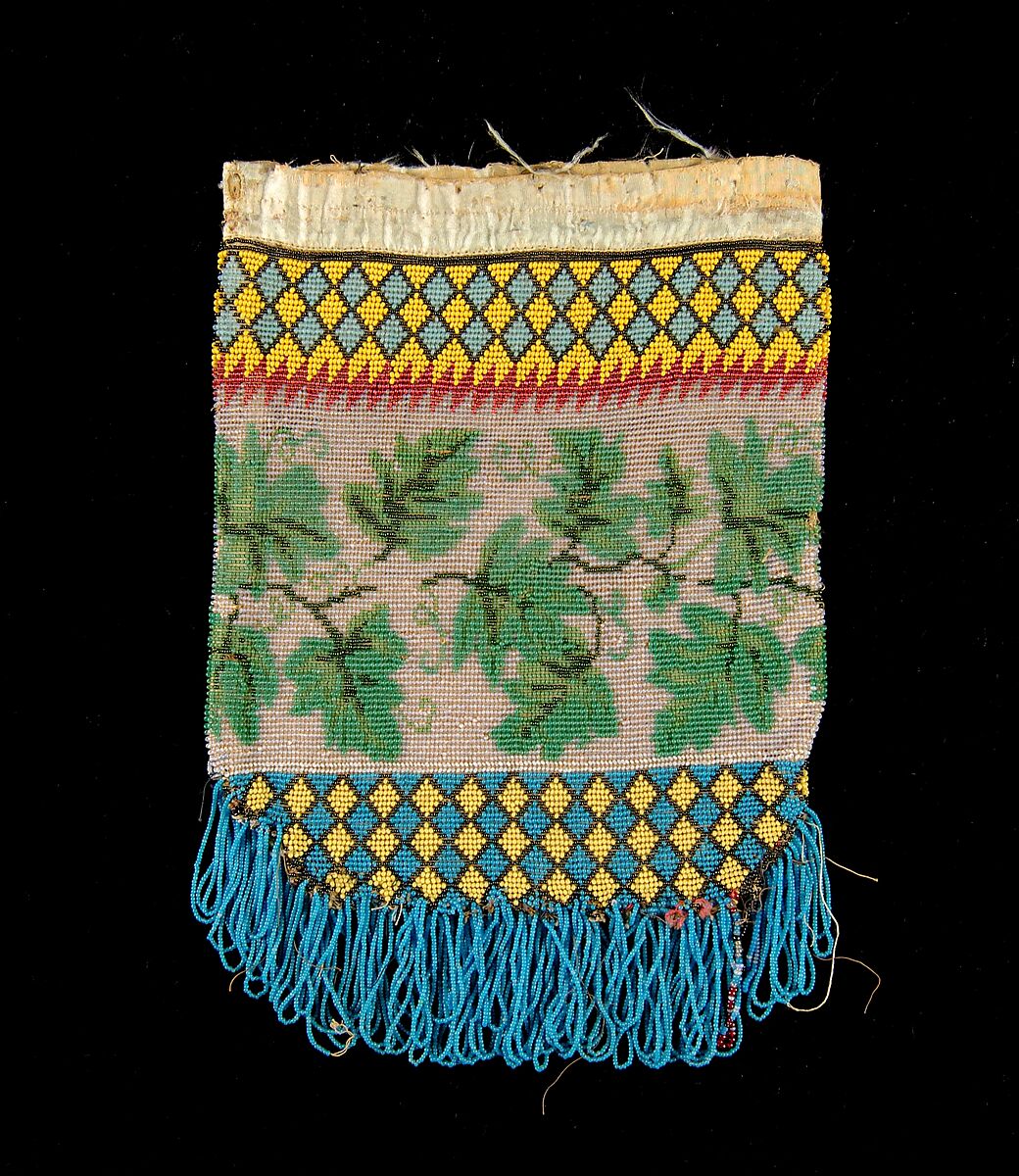 Pouch, Glass, silk, linen, American 