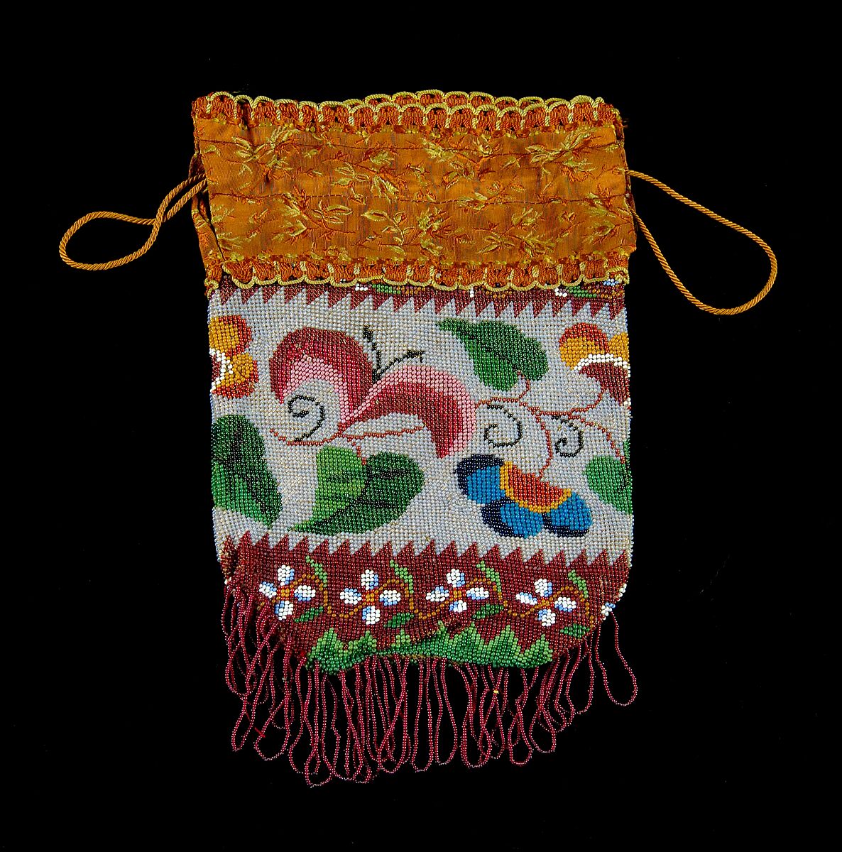 Pouch, Glass, linen, silk, American 