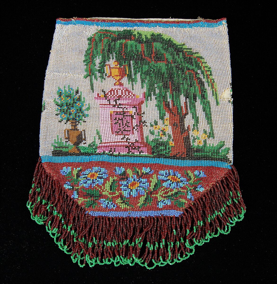 Pouch, Glass, linen, American