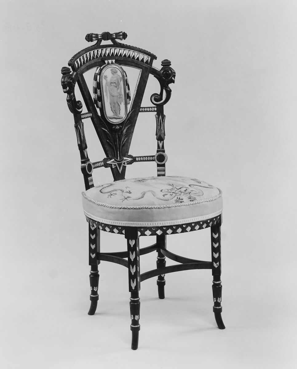 Side Chair, Attributed to Pottier and Stymus Manufacturing Company (active ca. 1858–1918/19), Walnut, mahogany, rosewood, cedar, American