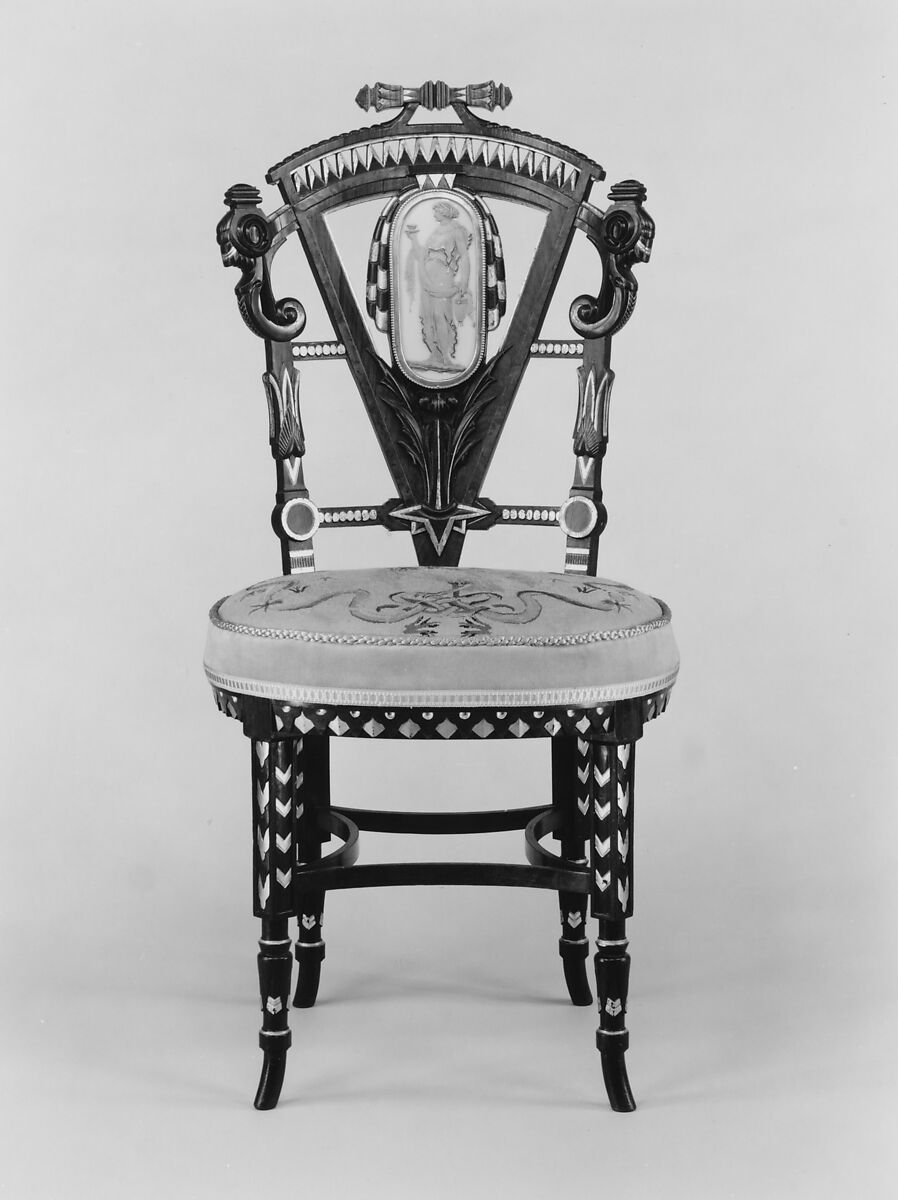 Side Chair, Attributed to Pottier and Stymus Manufacturing Company (active ca. 1858–1918/19), Walnut, mahogany, rosewood, cedar, American