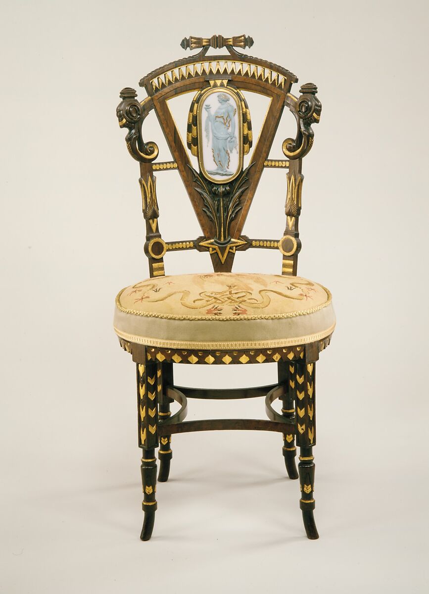 Side Chair, Attributed to Pottier and Stymus Manufacturing Company (active ca. 1858–1918/19), Walnut, mahogany, rosewood, cedar, American