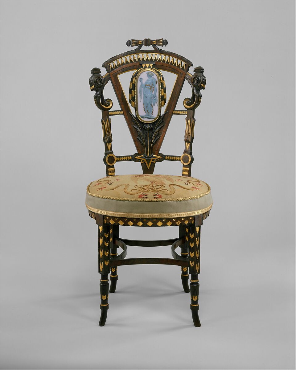 Side Chair, Attributed to Pottier and Stymus Manufacturing Company (active ca. 1858–1918/19), Walnut, mahogany, rosewood, cedar, American 