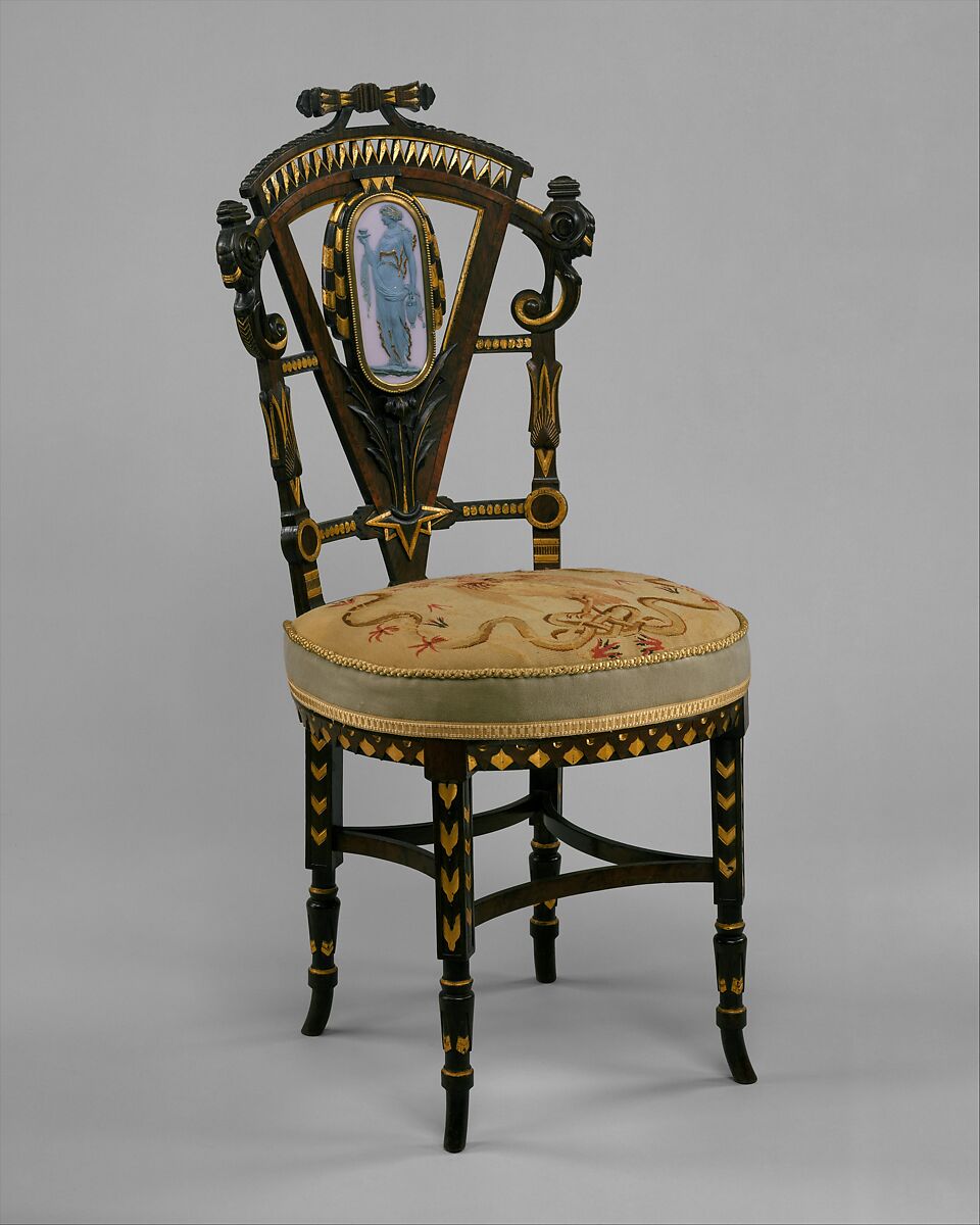 Side Chair, Attributed to Pottier and Stymus Manufacturing Company (active ca. 1858–1918/19), Walnut, mahogany, rosewood, cedar, American