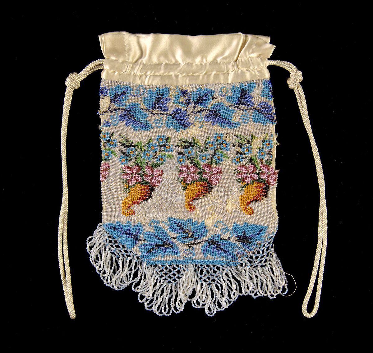 Pouch, Glass, linen, silk, American 