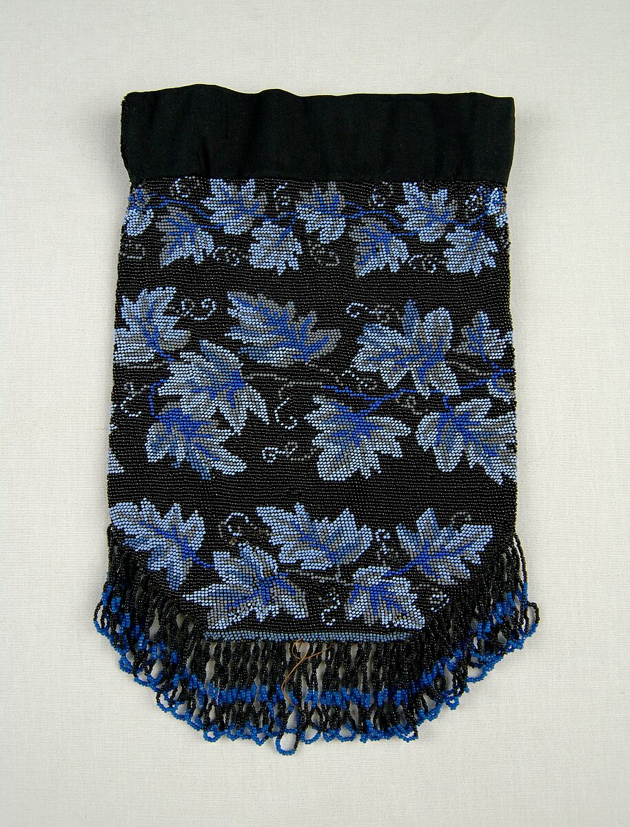 Pouch, Glass, linen, silk, American 
