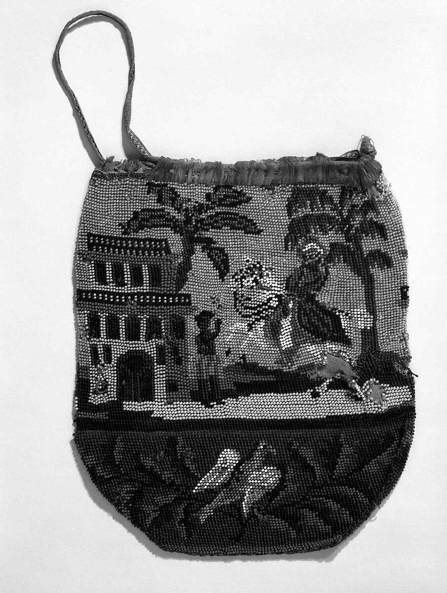 Pouch, Linen, glass, American