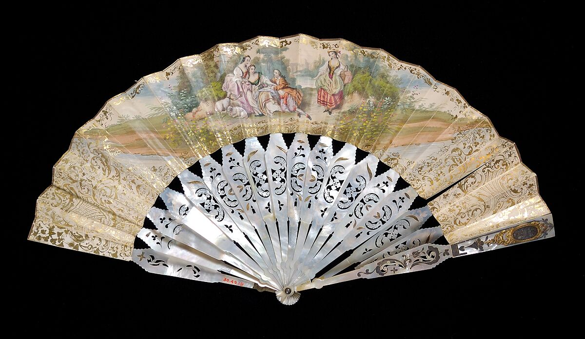 Fan, Mother-of-pearl, paper, metallic, Spanish