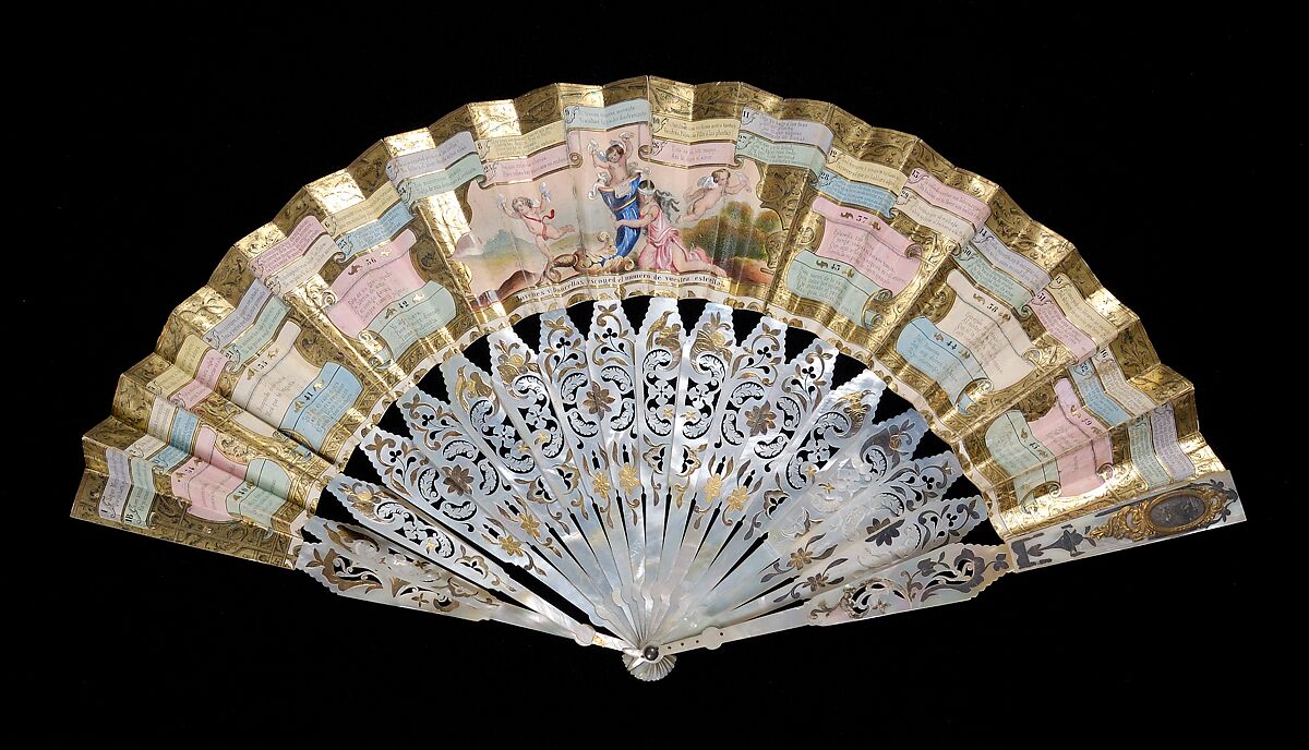 Fan, Mother-of-pearl, paper, metallic, Spanish 