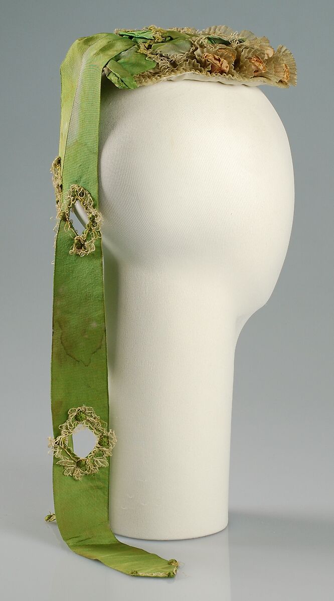 Hat, Horsehair, silk, cotton, American