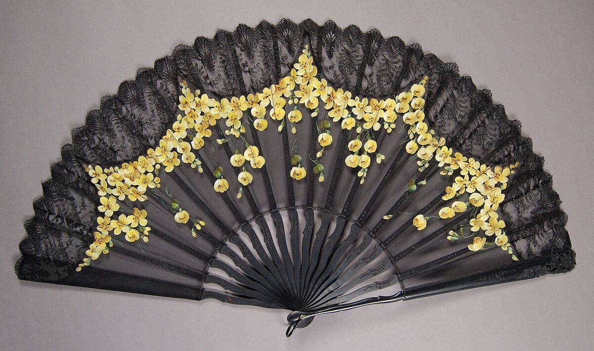 Fan, Wood, silk, mother-of-pearl, metal, French