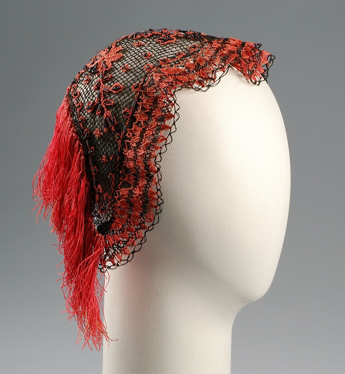 Evening cap, Silk, beads, American 