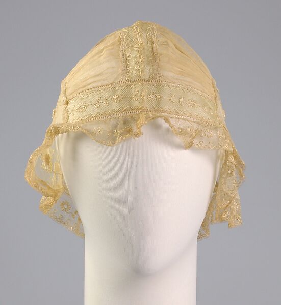 Boudoir cap, Silk, cotton, French 