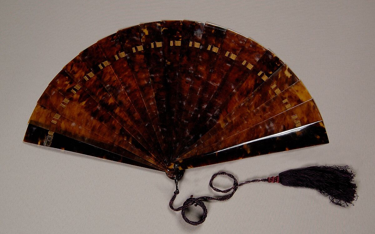 Brisé fan, Tortoiseshell, silk, French 