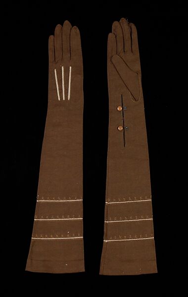Evening gloves, Cotton, silk, German 