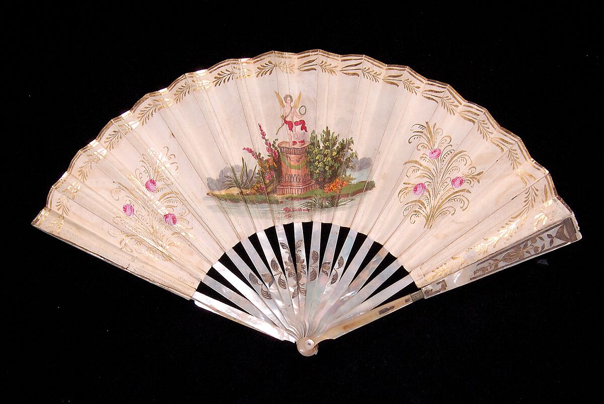 Fan, Mother-of-pearl, paper, metallic, Spanish