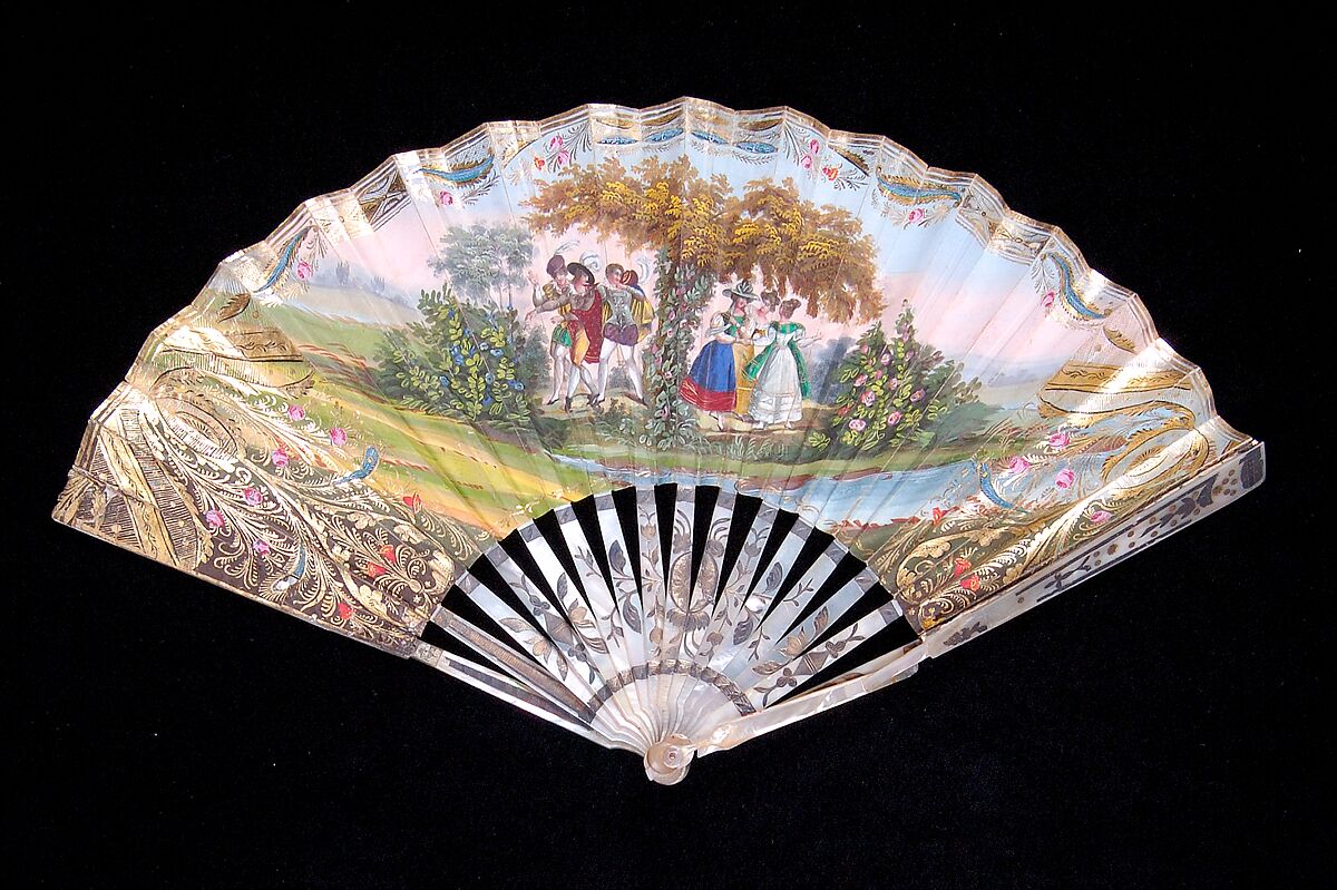 Fan, Mother-of-pearl, paper, metallic, Spanish 