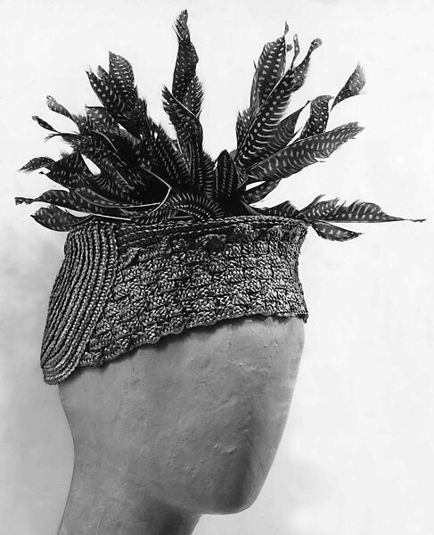 Toque, Sally Victor (American, 1905–1977), Straw, feathers, American