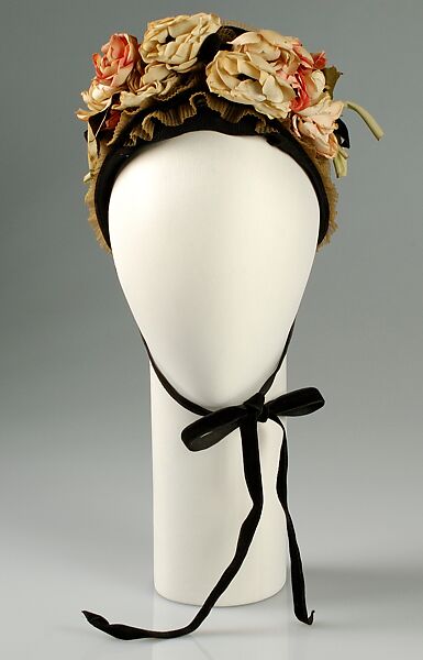 Bonnet, Sally Victor (American, 1905–1977), Horsehair, linen, cotton, American 