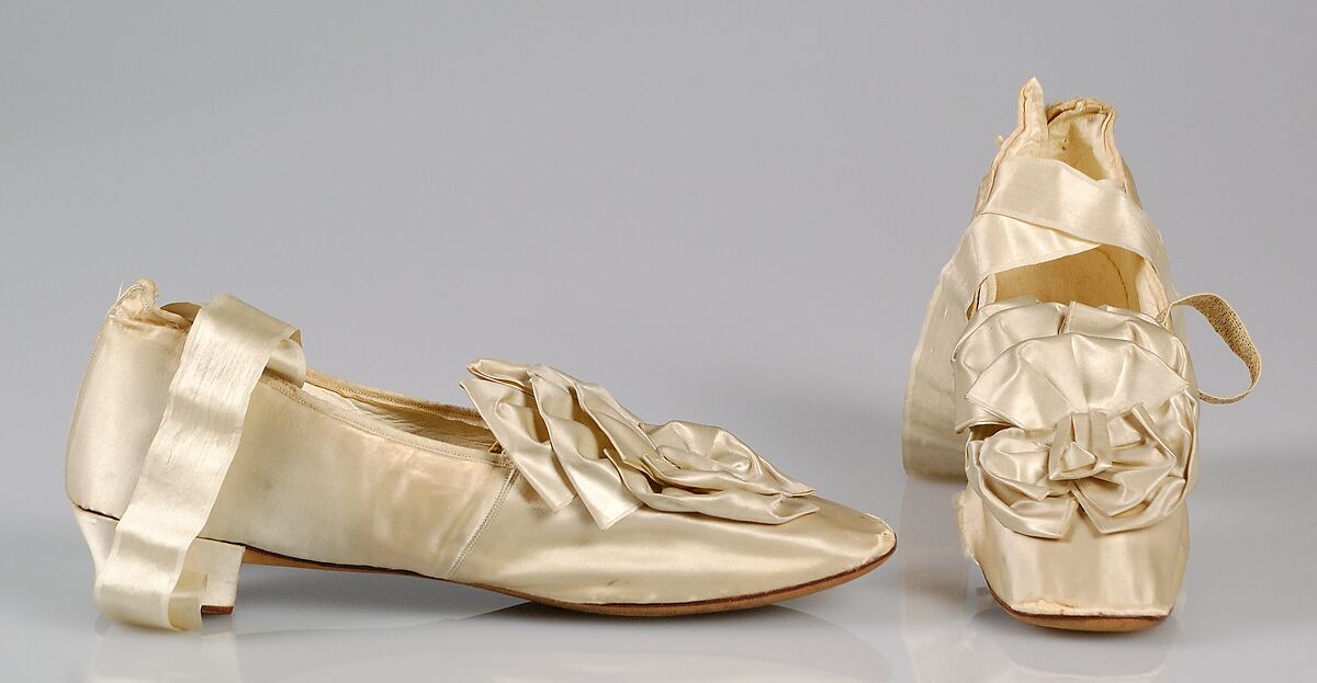 Wedding slippers, Silk, probably American 