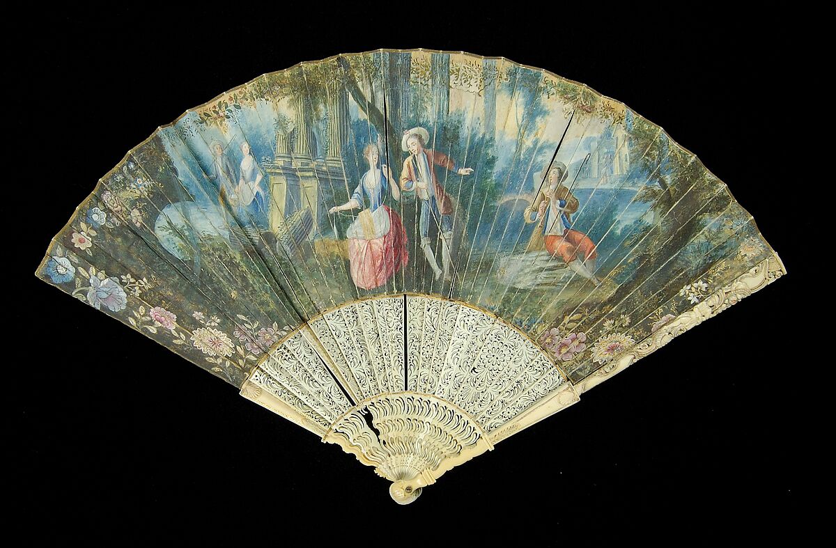 Fan, Ivory, paper, European 