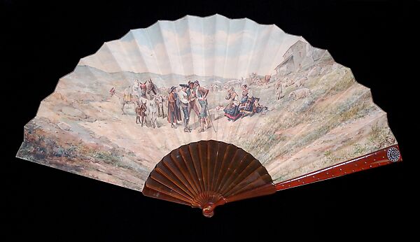 Fan, Serrana, tortoiseshell, parchment, rubies, Spanish 