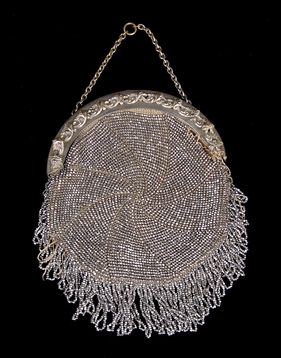 Evening bag, Metal, cotton, probably European 