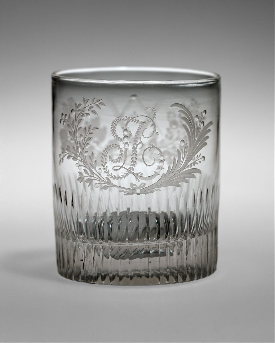 Tumbler, Bakewell, Page &amp; Bakewell (1808–1882), Blown, cut, and engraved glass; clay cameo, American 