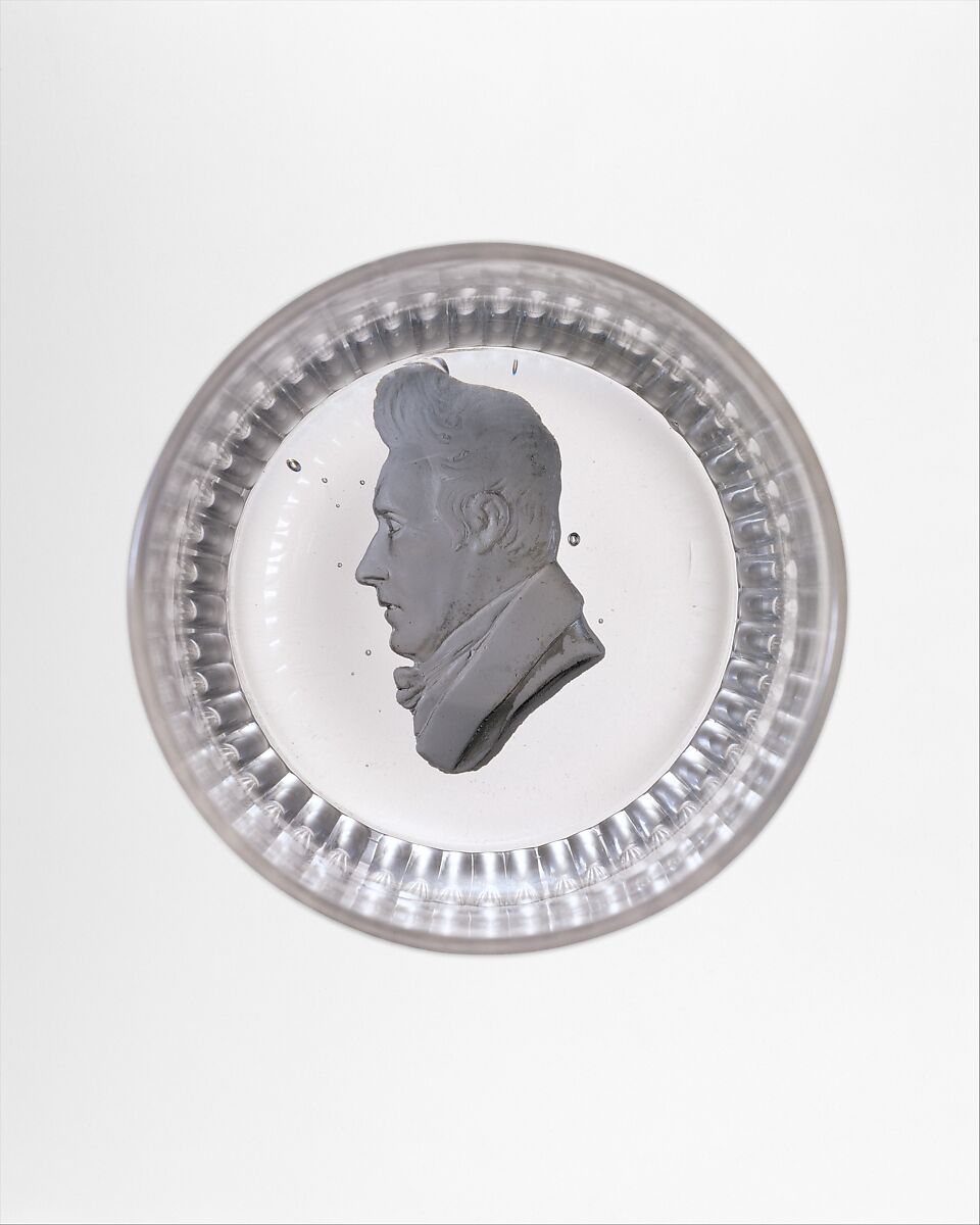 Tumbler, Bakewell, Page &amp; Bakewell (1808–1882), Blown, cut, and engraved glass; clay cameo, American