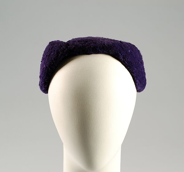 Hat, Sally Victor (American, 1905–1977), Wool, silk, American 