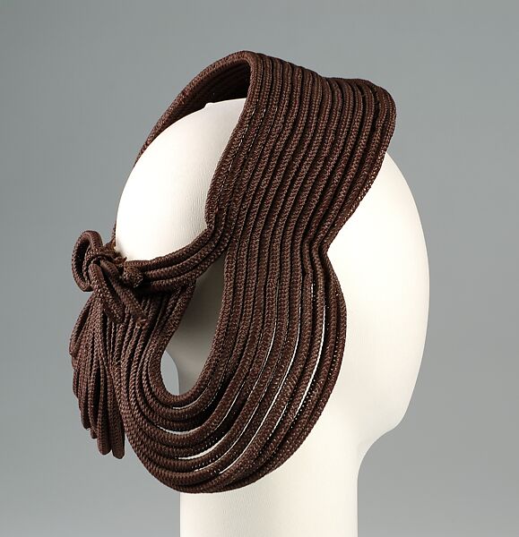 Hat, Sally Victor (American, 1905–1977), Straw, silk, American