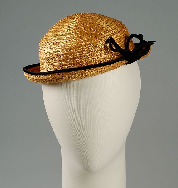Hat, Sally Victor (American, 1905–1977), straw, rayon, American 