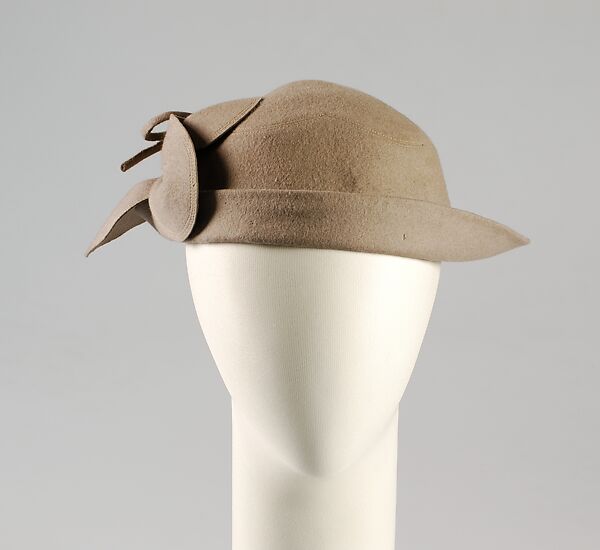 Hat, Sally Victor (American, 1905–1977), Wool, hair, American 