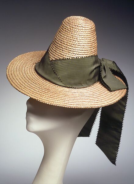 Hat, Sally Victor (American, 1905–1977), Straw, silk, American 