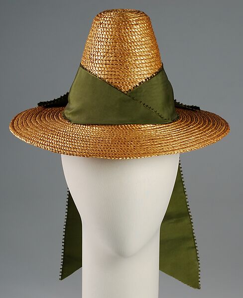 Hat, Sally Victor (American, 1905–1977), Straw, silk, American