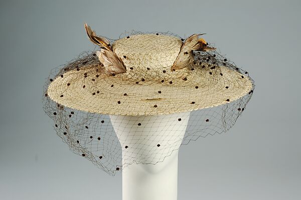 Sailor hat, Sally Victor (American, 1905–1977), Straw, feathers, American 