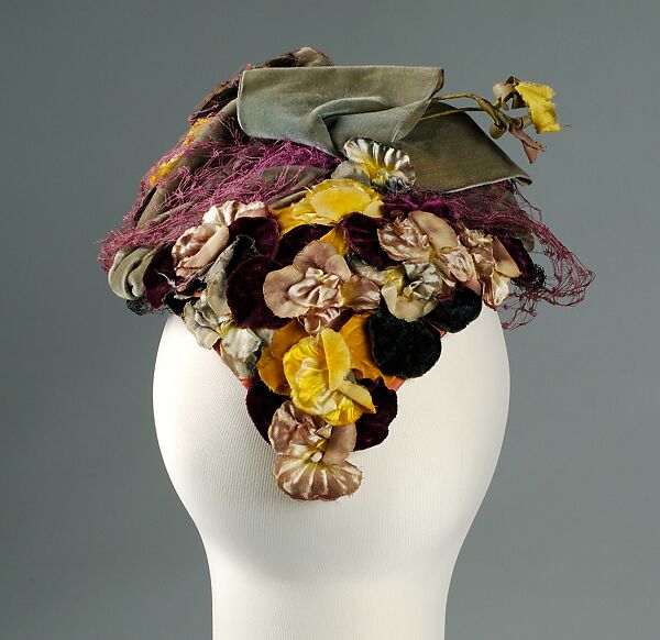 Hat, Sally Victor (American, 1905–1977), rayon, glass, American