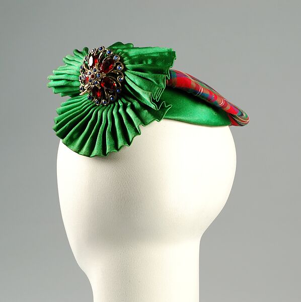 Evening tam-o’-shanter, Sally Victor (American, 1905–1977), Silk, beads, metal, American