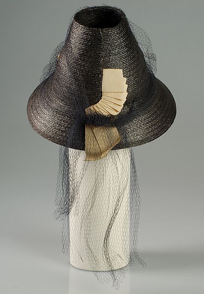 Hat, Sally Victor (American, 1905–1977), Straw, silk, American