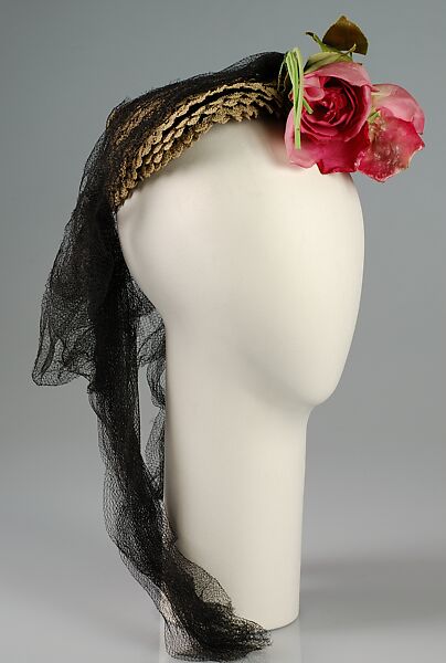 Cocktail hat, Sally Victor (American, 1905–1977), Straw, silk, synthetic, American