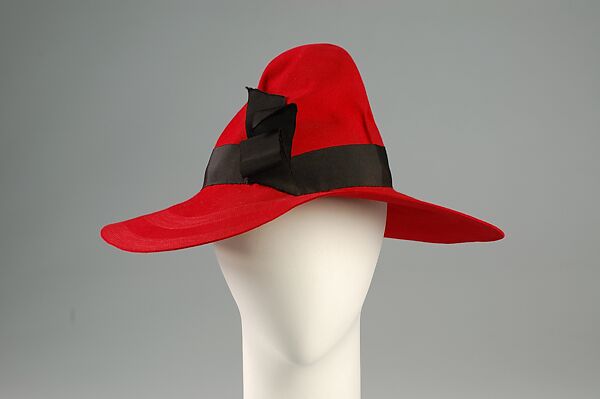 Hat, Sally Victor (American, 1905–1977), Wool, hair, silk, American 