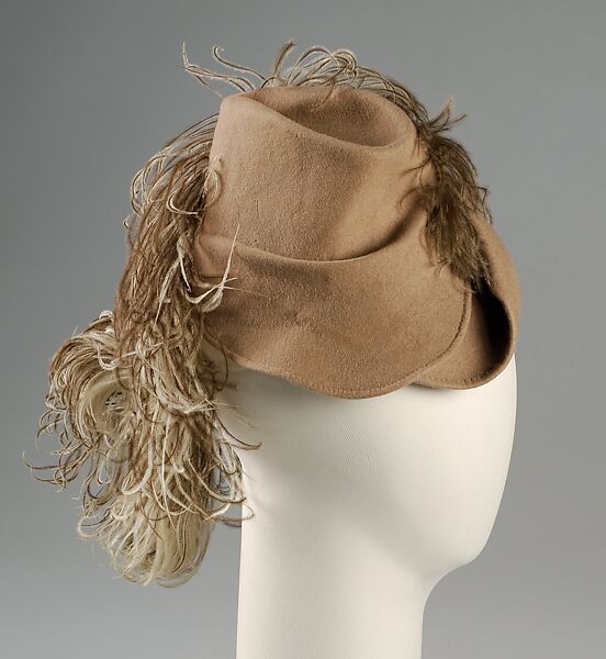 Hat, Sally Victor (American, 1905–1977), Fur, wool, feathers, American