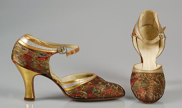 Evening shoes, Saks Fifth Avenue (American, founded 1924), Silk, metallic, leather, American 