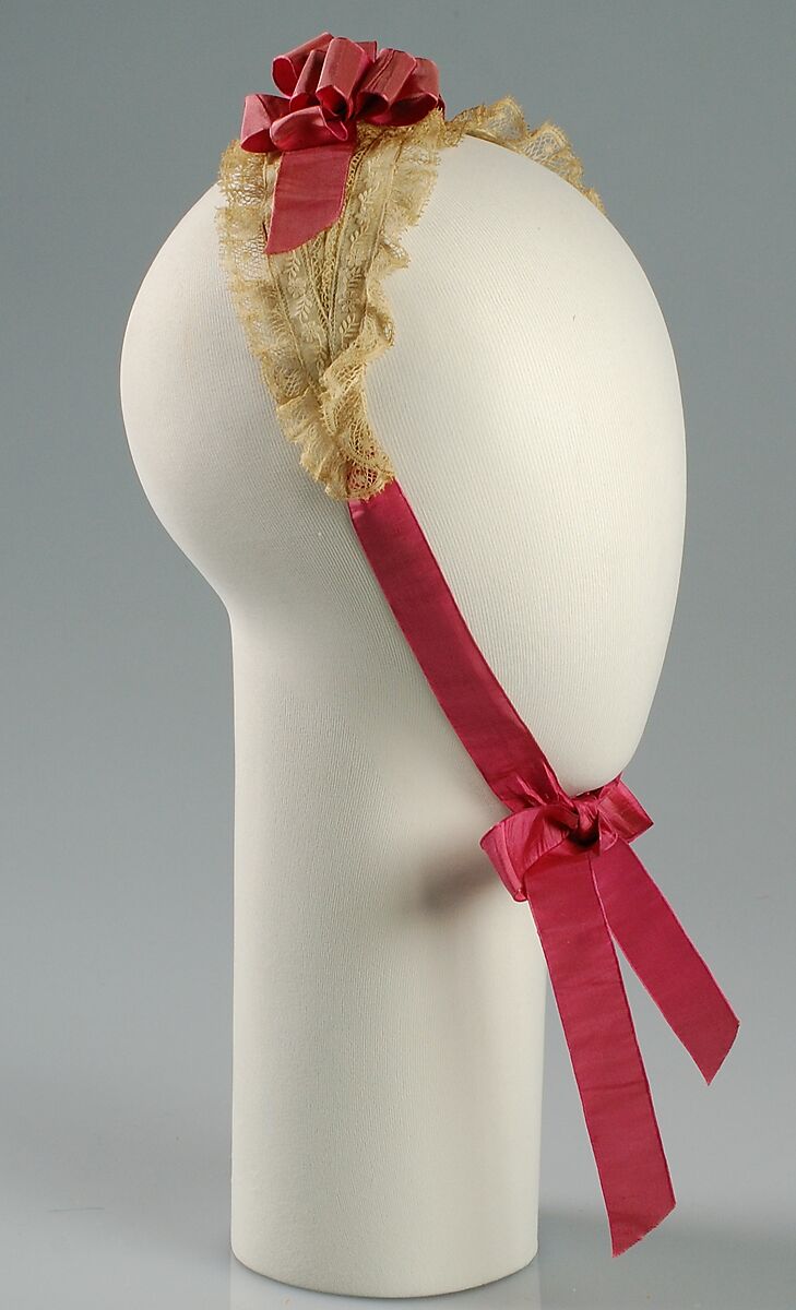 Morning cap, Cotton, silk, linen, American